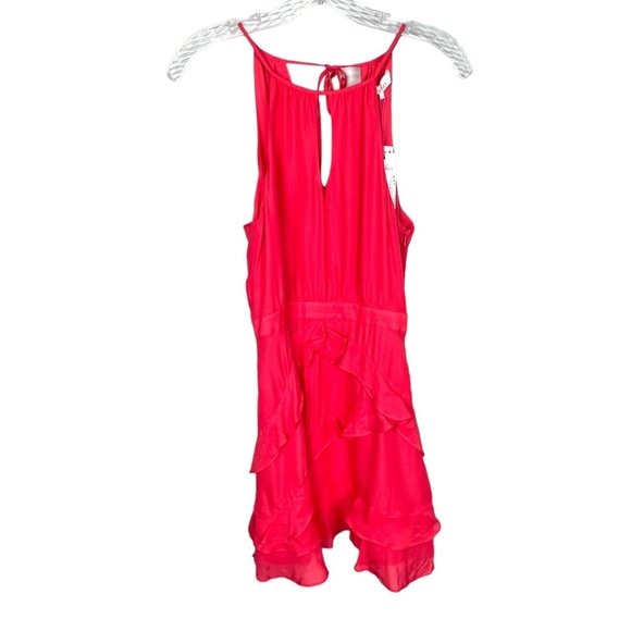 Parker Pixie Womens Ruffle Silk Blend Sleeveless Mini Dress Calypso Coral size 0 - Picture 3 of 11